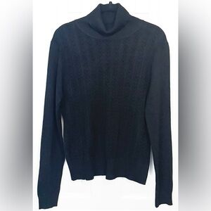 Karson & Taylor Black
Turtleneck Sweater Women's L Pointelle Knit Classic Chic